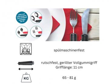 Flex Besteck Set 4-teilig schwarz Messer Gabel Esslöffel Messer Essbesteck Edelstahl