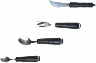 Flex Besteck Set 4-teilig schwarz Messer Gabel Esslöffel Messer Essbesteck Edelstahl