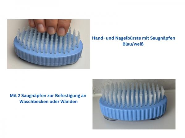 Handbürste Nagelbürste Bürste mit Saugnäpfen blau