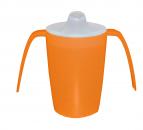 Trinkbecher-Set 816 mit 2 Henkeln ORANGE-TRANSPARENT Trinkhilfe Schnabelbecher